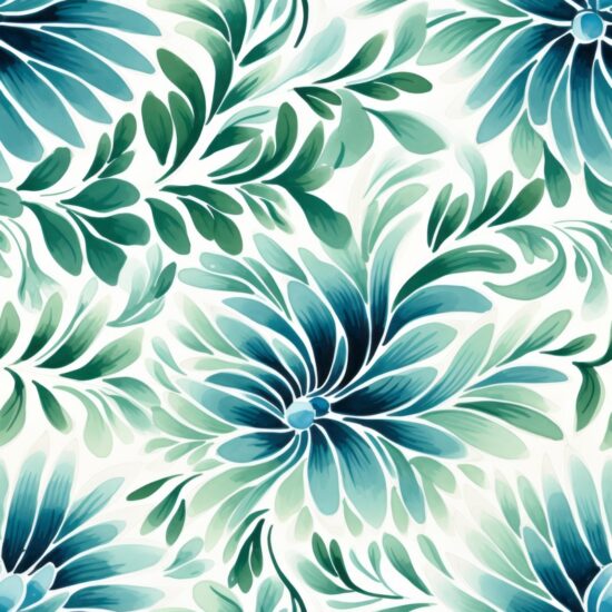 Sgraffito Watercolor Floral Delight Seamless Pattern