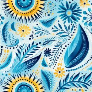 Sgraffito Watercolor Floral Delight Seamless Pattern