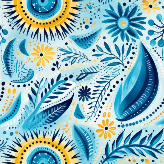 Sgraffito Watercolor Floral Delight Seamless Pattern