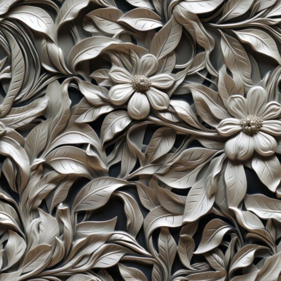 Silver Floral Elegance Seamless Pattern