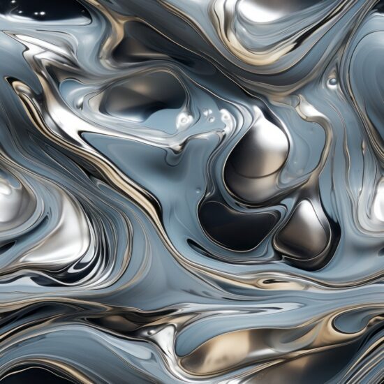 Silver Fluid Automotive Mercury Texture Seamless Pattern