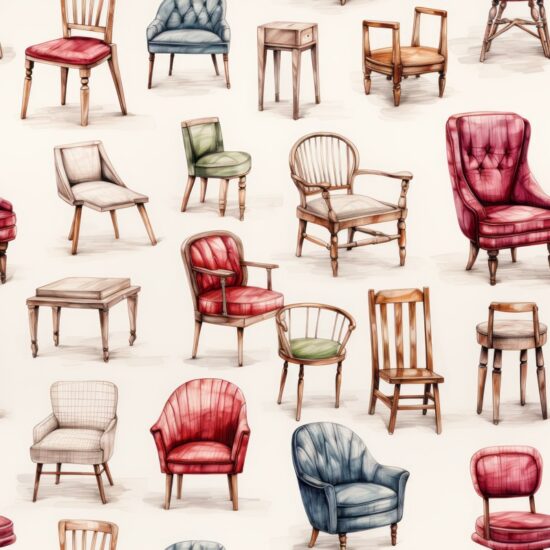 Sketchy Furniture Chair Print Seamless Pattern