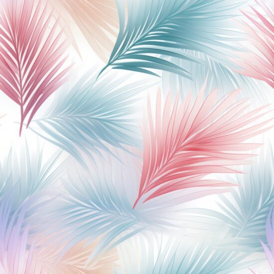 Soft Pastel Palm Leaf Floral Gradients Seamless Pattern