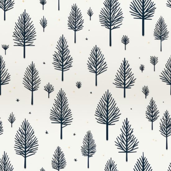 Soothing Woodcut Pine Pattern Seamless Pattern