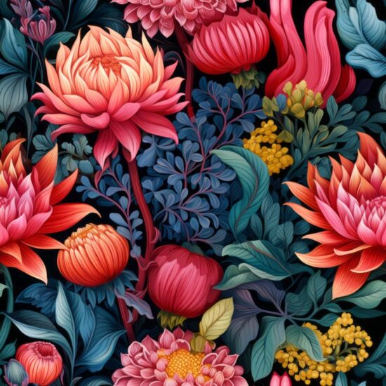 Soulful Dahlia: Floral Embrace Seamless Pattern