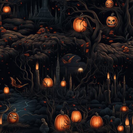Spooky Halloween Haunts Pattern Seamless Pattern