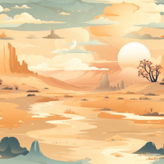 Subtle Desert Landscape Scenery Seamless Pattern