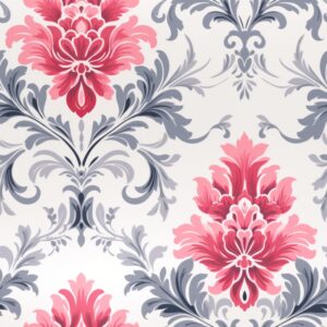 Subtle Grey Watercolor Damask: Floral Design Seamless Pattern