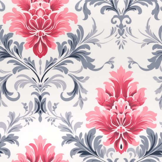Subtle Grey Watercolor Damask: Floral Design Seamless Pattern