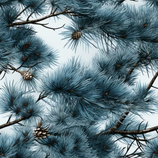 Subtle Grey and Blue Pine Delight Seamless Pattern