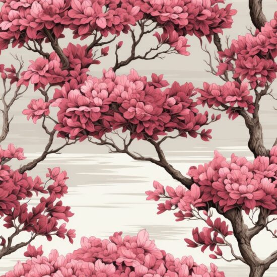 Subtle Oak Blossom Engraving Seamless Pattern