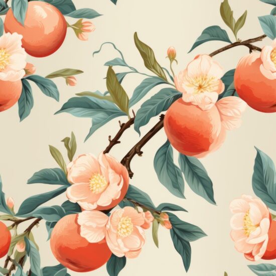 Subtle Peach Blooms Seamless Pattern Seamless Pattern