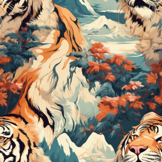 Subtle Tiger Painting Pattern Design Seamless Pattern