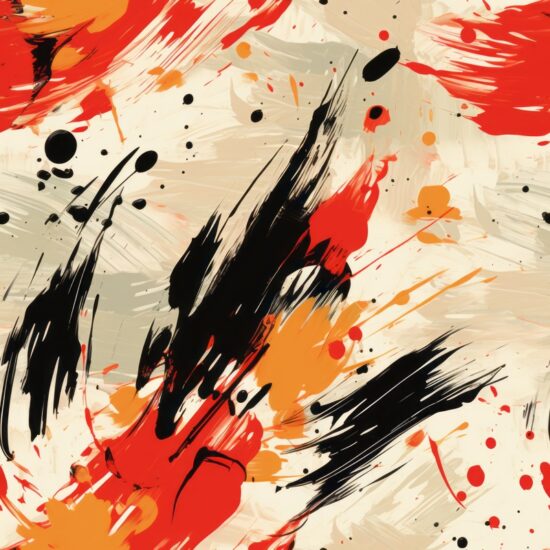 Sumi-e Brush Expressionist Abstract Art Seamless Pattern