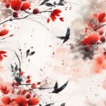 Sumi-e Watercolor Floral Delight Seamless Pattern