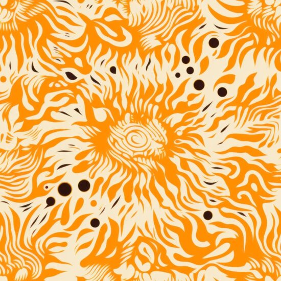 Sunrise Linocut Print Texture Seamless Pattern