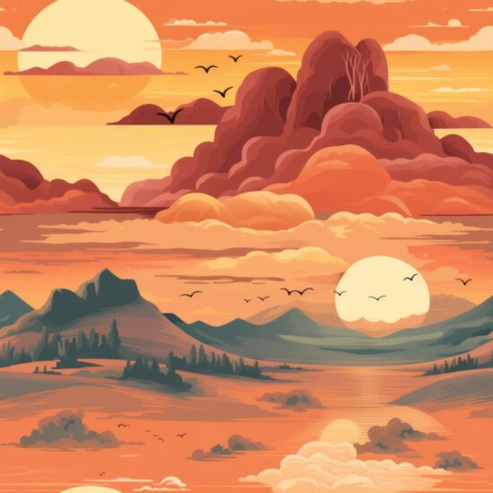 Sunset Serenade: Natures Captivating Canvas Seamless Pattern