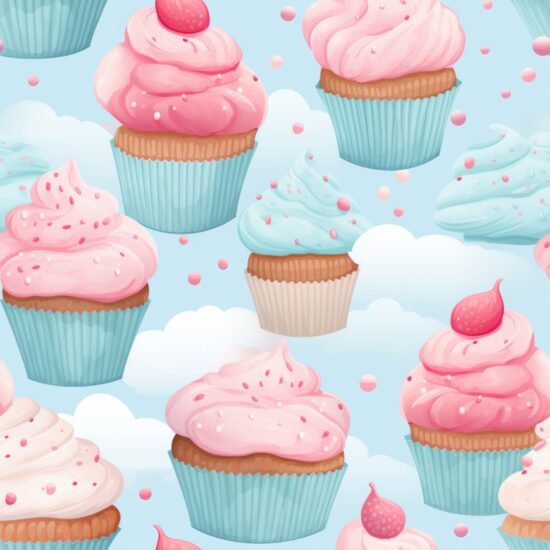 Sweet Delights: Cupcake Watercolor Dreams Seamless Pattern