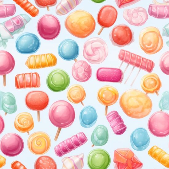 Sweet Delights Watercolor Candy Pattern Seamless Pattern