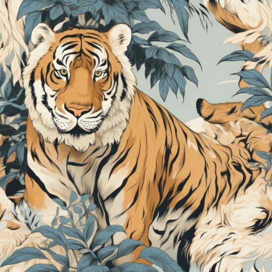Tiger Calligraphy Variations - Wild Majesty Seamless Pattern
