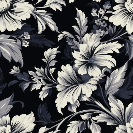 Timeless Elegance: Monochrome Floral Harmony Seamless Pattern