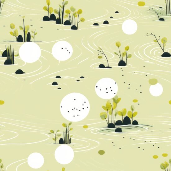 Tranquil Floral Bliss: Zen Garden Painting Seamless Pattern