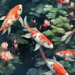 Tranquil Koi Fish Watercolor Design Seamless Pattern