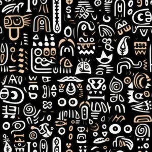 Tribal Ink Doodle Collection Seamless Pattern
