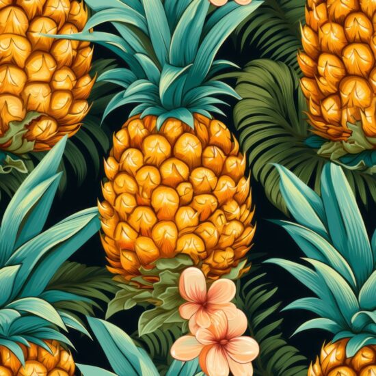 Tropical Delight Pineapple Botanical Pattern Seamless Pattern