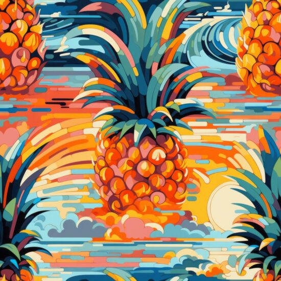Tropical Delight Pineapple Expressionism Pattern Seamless Pattern