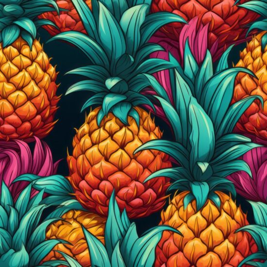 Tropical Delight: Vivid Pineapple Paradise Seamless Pattern