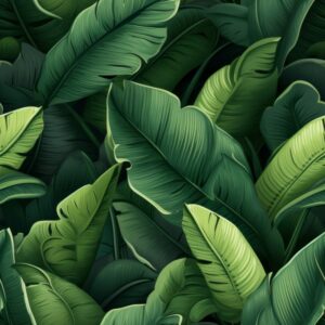 Tropical Jungle Greenery Gradient Pattern Seamless Pattern