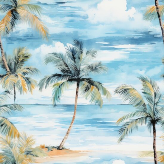 Tropical Paradise: Beach Watercolor Palms Seamless Pattern