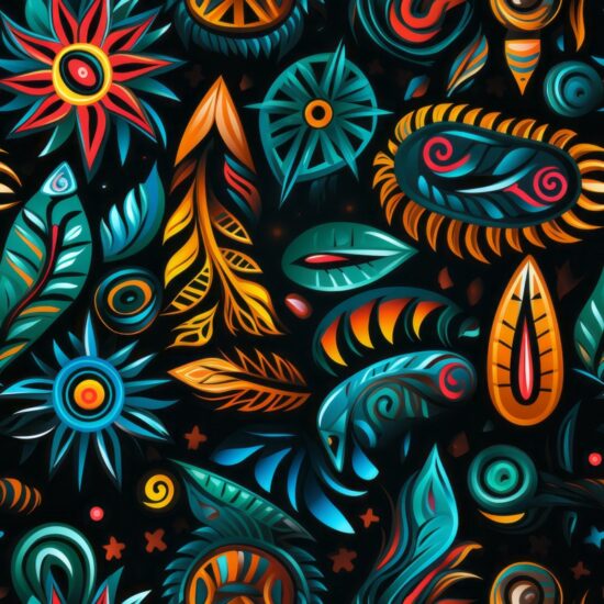 Tropical Tribal Floral Design Seamless Pattern