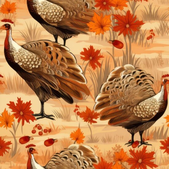 Turkey Charm: Autumnal Thanksgiving Delight Seamless Pattern