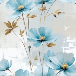 Turquoise Anemone Floral Painting Design Seamless Pattern