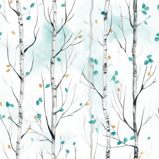 Turquoise Birch Delight Seamless Pattern