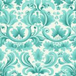 Turquoise Green Floral Damask Seamless Pattern