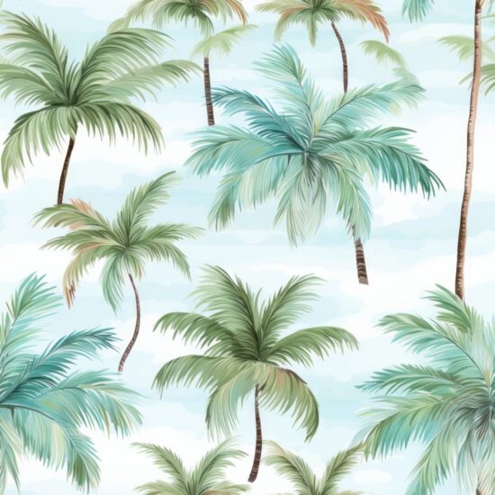 Turquoise Palm Tree Paradise Seamless Pattern