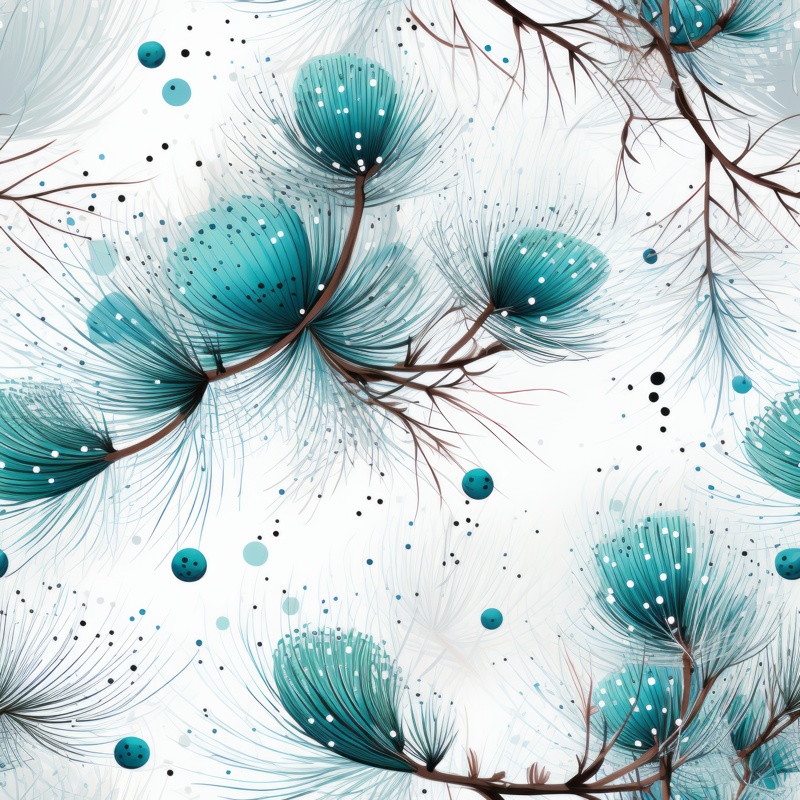 Turquoise Pine Pointillism Square Art Seamless Pattern