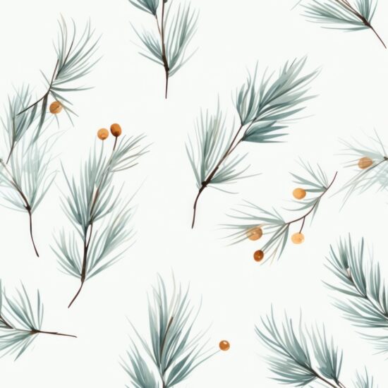 Turquoise Pine Watercolor Delight Seamless Pattern