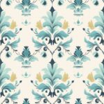 Turquoise Watercolor Floral Damask Design Seamless Pattern