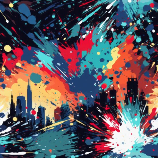 Urban Art Fusion: Vibrant Color Explosions Seamless Pattern