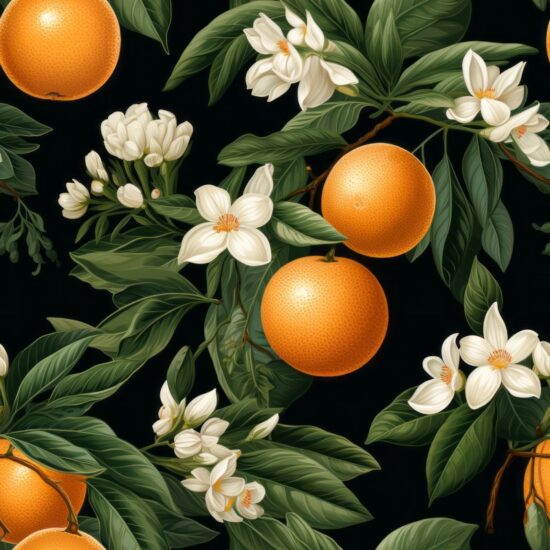 Vibrant Citrus Orchard Illustration Seamless Pattern