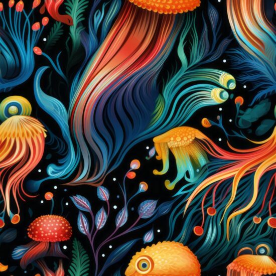 Vibrant Cuttlefish Art Seamless Pattern