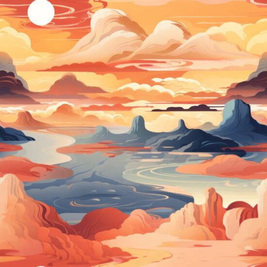 Vibrant Desert Sunsets Artwork Seamless Pattern