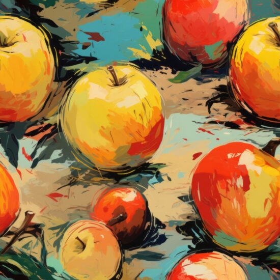 Vibrant Expressionist Apple Paint Pattern Seamless Pattern