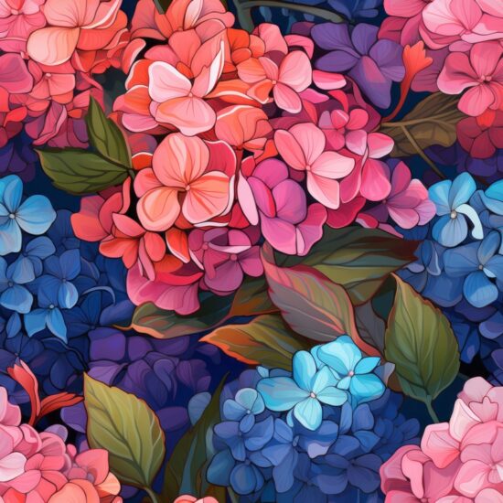Vibrant Hydrangea Blossom Design Seamless Pattern