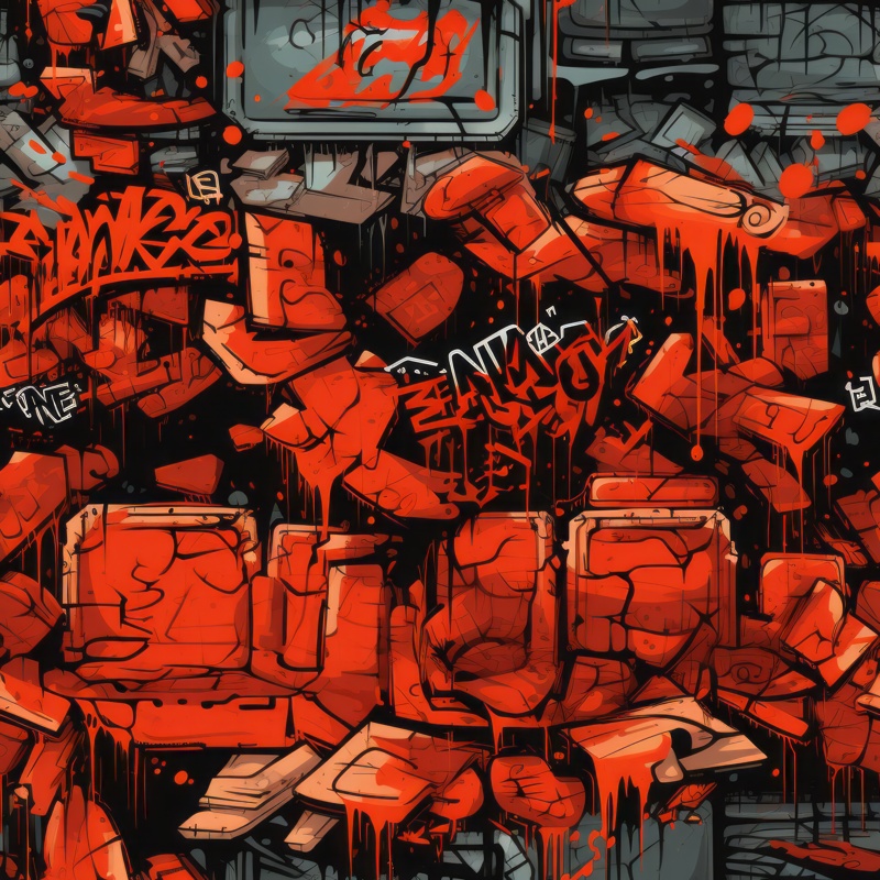 Vibrant Orange Urban Graffiti Art PTN 002151 pattern design