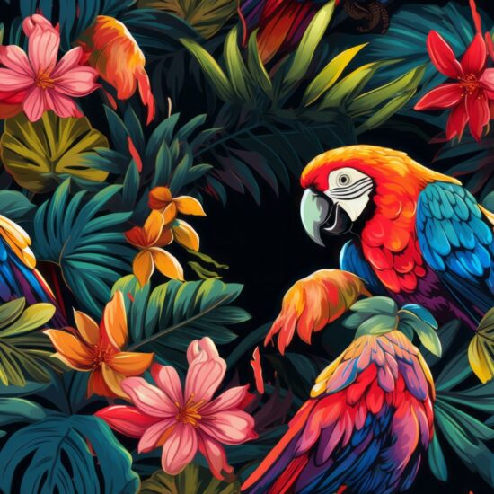 Vibrant Parrot Paradise Seamless Pattern